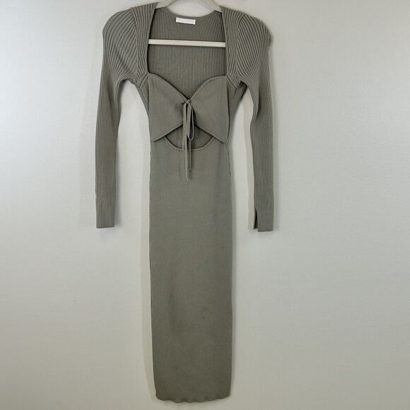 LBV. Dress Womens S Ribbed Square Neckline Midi Stretch‎ Pullover Classic - Picture 1 of 14
